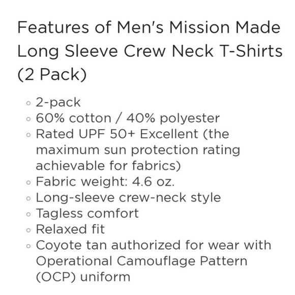 Men's Mission Made Long Sleeve Crew Neck T-Shirts (4 Pack) - Picture 4 of 6